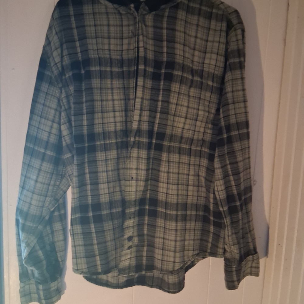 No Boundaries Men's Dark Green Plaid Shirt Jacket